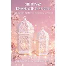 Nicomedia Dekoratif Ramazan Feneri Mumluk 2li Set Beyaz