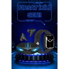 Dukkanıum Yeni Nesil Akıllı Saat ve Kablosuz Kulaklık Kampanyası Ikili Set Bluetooth Bağlantılı