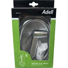Adell Taharet Duş Takımı Krom – Shut Off Taharet Musluğu Seti Spiral Hortumlu El Duşu Bide Duş Seti