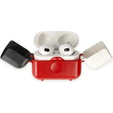 Dukkanıum Newface Airpods 3 (3.nesil) Basmalı Kılıf - Kırmızı-Siyah-Beyaz