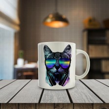 Asilmeydan Gözlüklü Cool Dj Kedi Hediyelik Kupa Bardak