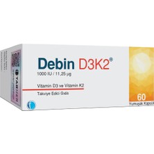 Debin D3K2 1000 Iu 60 Yumuşak Kapsül - Dezenfektan Hediyeli (%72 Alkol)