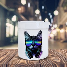 Asilmeydan Dj Cool Cat's Sevimli Kedi Baskılı Küllük Kül Tablası-11055