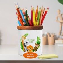 Asilmeydan Sevimli Zürafa ve Arkadaşları Ahşap Seramik Kalemlik -21475