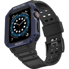 Dukkanıum Newface Apple Watch 42MM KR401 Silikon Kordon - Siyah-Mavi