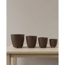 Sb Shopping 4’lü 3D Kahve Tonlu Ayaklı Saksı Seti Dekoratif Vazo Takımı