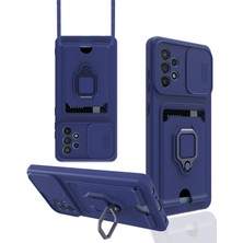 Dukkanıum Newface Samsung Galaxy A72 Kılıf Zuma Kartvizitli Yüzüklü Silikon - Lacivert