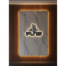 Dukkanıum Ps5 Logo Dekoratif Duvar Süsü Oyun Odası ve Salon Uyumu