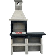 Büzsan Barbekü Beton Barbekü Davlumbazlı Antrasit Gri Masalı 70 Lik Mangallık