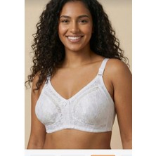 Nariya Kadın Büyük Beden Dantel Detaylı 3 Kopçalı Toparlayıcı Penye Desteksiz Telsiz Kapsız Anne Sütyeni