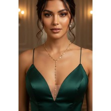 Caş Dekorasyon Altın Renk Kalp Figürlü Taşlı Çelik Kolye