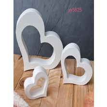 El Yapımı Taş Tozu 3’lü Dekoratif Kalp Seti Hediyelik Modern Salon ve Ev Dekorasyon Objesi