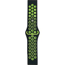 Dukkanıum Newface Watch 20MM Spor Delikli Kordon - Siyah-Yeşil