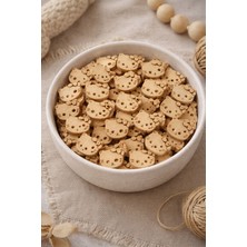 İğne İzi 10 mm Kedi Figürlü Ahşap Düğme 50’li Paket