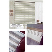 YS Perde Tasarım Lux Bambu Renk Geçişli Zebra Stor Perde Alüminyum Kasalı Yüksek Kaliteli - Krem/kahve BR1130/05W