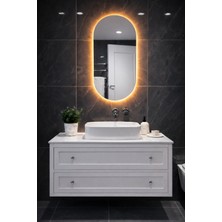 Digital Hayat Oval Elips LED Işıklı Ayna | Beyaz Günışığı Amber Mavi Kırmızı Rgb | Dekoratif Banyo Makyaj Aynası