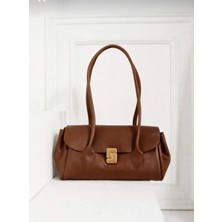 Özüm Çanta Kadın Kilit Detay Kol Omuz Çantası Kahverengi