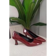 Difolia Kadın Sity Bordo Rugan 6 cm Ince Topuklu Stiletto