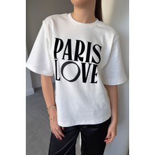 Magarde Bisiklet Yaka Baskılı T-Shirt- Beyaz