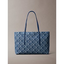 Calvin Klein Kadın Emblem Aop Denim Tote Çanta