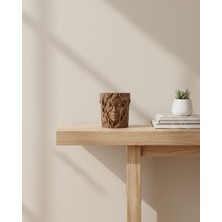 Novytech 3D Doğal Ahşap Görünümlü Yüz Detaylı Dekoratif Vazo Sanat Tasarım - Lisinya