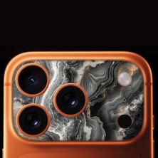 Senada iPhone 17 Pro Tam Kaplayan Kamera Çerçeve Koruyucu Desenli Baskılı - Chrome-Mermer