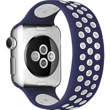 Dukkanıum Newface Apple Watch 38MM Ayarlı Delikli Silikon Kordon - Lacivert-Beyaz