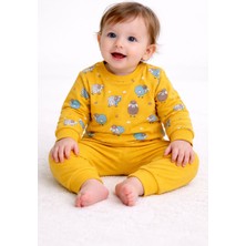  Kuzucuk Baskılı Alt Üst Uzun Kollu Bebek Takım %100 Pamuklu