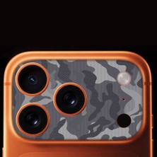 Senada iPhone 17 Pro Tam Kaplayan Kamera Çerçeve Koruyucu Desenli Baskılı - Gri Kamuflaj