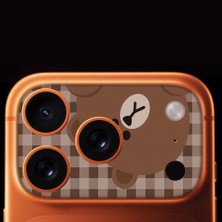 Senada iPhone 17 Pro Max Tam Kaplayan Kamera Çerçeve Koruyucu Desenli Baskılı - Ekose Bear