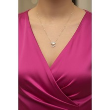 Caş Dekorasyon Altın Renk Göz Figür Taşlı Altın Kaplama Kolye