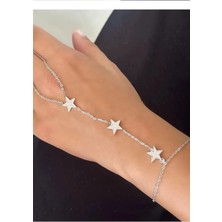 Caş Dekorasyon Gümüş Renk Yıldızlı Taşlılı Şahmeran