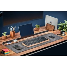 Clue Design Masaüstü Çalışma Matı - Metal Keçe Kombinasyonlu  Premium Klavye Mouse Pad - Siyah