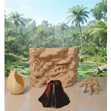 Atay Dinozor Keşif ve Arkeoloji Seti - 4 Parça Dinozor Fosil Yanardağ ve Yumurta Figürlü Eğitici Oyuncak