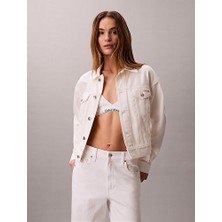Calvin Klein Kadın 90's Trucker Chalk Beyaz Jean