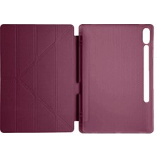 Dukkanıum Newface Samsung Galaxy X610 Tab S9 Fe Plus 12.4 Kılıf Kalemlikli Mars Tablet Kılıfı - Mürdüm