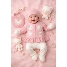 Ozz Baby Yenidoğan Kız Bebek 0-3 Ay Işlemeli 5'li  Hastane Çıkışı Zıbın Seti