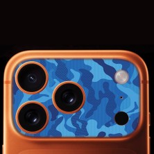 Senada iPhone 17 Pro Tam Kaplayan Kamera Çerçeve Koruyucu Desenli Baskılı - Mavi Kamuflaj