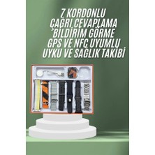 Dukkanıum 7 Kordonlu Akıllı Saat Plastik Kordon Hasır Kordon Çelik Kordon