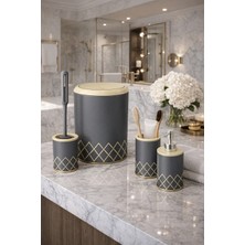 Vichy Geometrik Zikzak Desenli 4’lü Banyo Seti