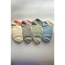 Admera Premium Admera 4'lü Kadın Puantiyeli Pamuklu Patik Renkli Desenli Sneaker Bilek Çorabı 36-40