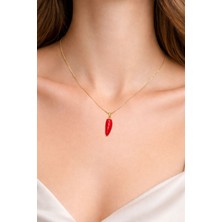 Suzi Shine 14K Altın Kaplama Kırmızı Kapya Biber Kolye