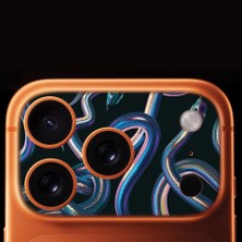 Senada iPhone 17 Pro Max Tam Kaplayan Kamera Çerçeve Koruyucu Desenli Baskılı - Fosforlu Yılan