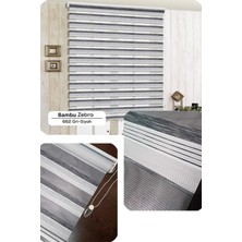 YS Perde Tasarım Lux Bambu Renk Geçişli Zebra Stor Perde Alüminyum Kasalı Yüksek Kaliteli - Siyah/gri BRX1130/04W