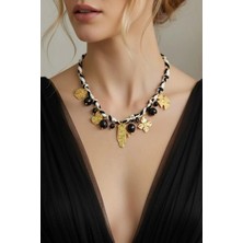 Caş Dekorasyon Karışık Renk Charmlı Kolye