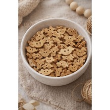 İğne İzi 20 mm Ahşap Araba Düğme – 2 Delik, Doğal Renk 50 Adet