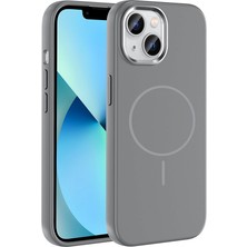 Zore iPhone 15 Kılıf M-Safe Şarj Özellikli Metal Kamera Çerçeveli Edi Silikon Kapak