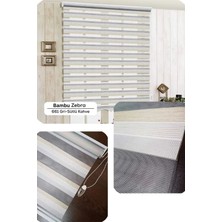 YS Perde Tasarım Lux Bambu Renk Geçişli Zebra Stor Perde Alüminyum Kasalı Yüksek Kaliteli - Bej/gri BXW1130/02W