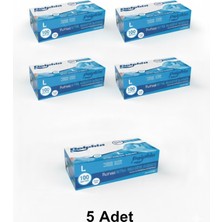 Dolphin Pudrasız Mavi Nitril Muayene Eldiven - 5 Kutu - L Beden - Kutuda 100 Adet