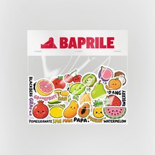 Baprile Ingilizce Meyveler Sticker Paketi 22 Parça Kaliteli Su Geçirmez Etiket Seti